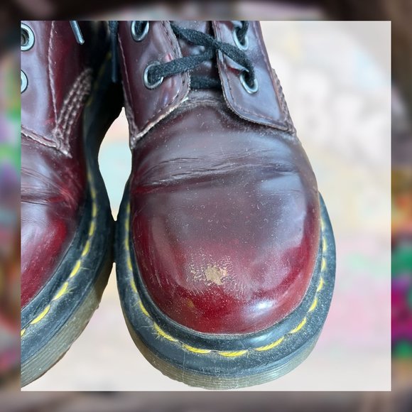 Dr. Martens Vegan 1460 8-Eye Cherry Red Oxford Rub Off Boots - Women's US5 - Picture 3 of 9